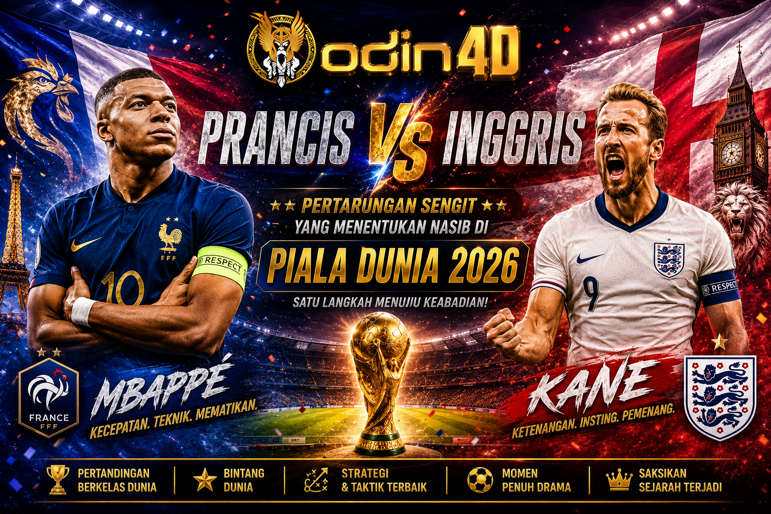 Prancis vs Inggris: Duel Raksasa Eropa yang Sarat Gengsi
