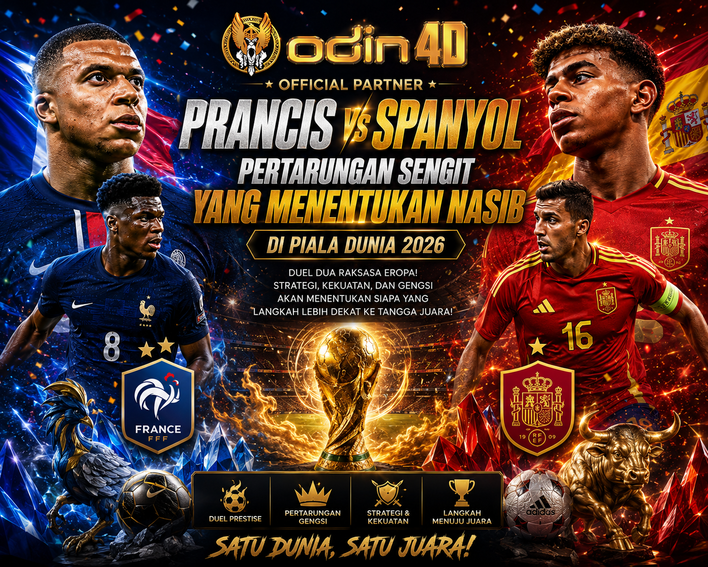 Prancis vs Spanyol: Duel Raksasa Eropa Penentu Tiket Final Piala Dunia 2026